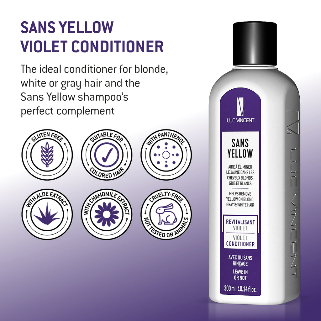 Sans Yellow Conditioner hydrates and nourishes blond, white or grey hair