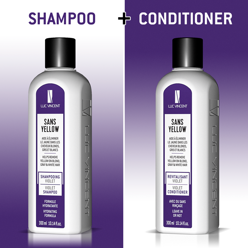 "Sans Yellow" Purple Shampoo and its Conditioner