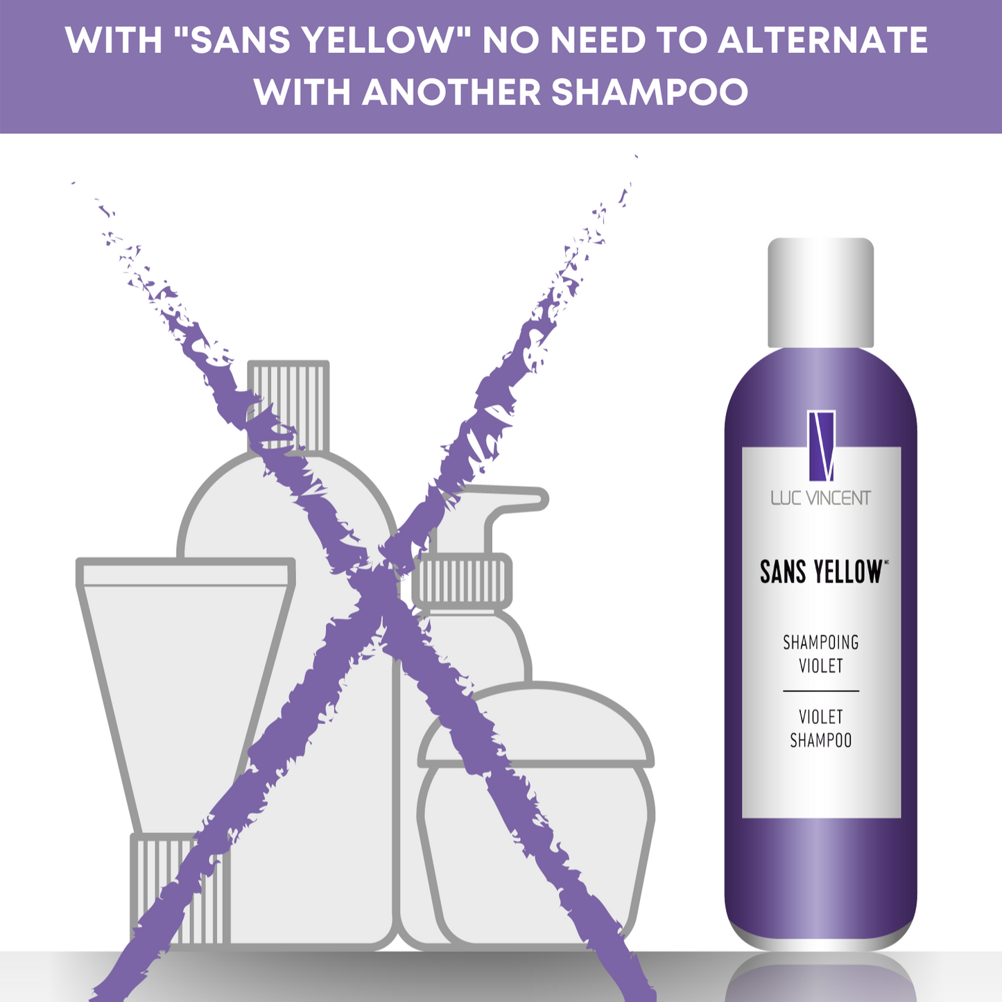 1L Bottle: SANS YELLOW Shampoo - Eliminate undesirable yellow tones in your hair